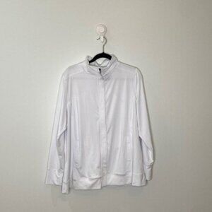 Nola Women White Long Sleeve Zip Up Activewear Jacket Sweater Plus Size 2X